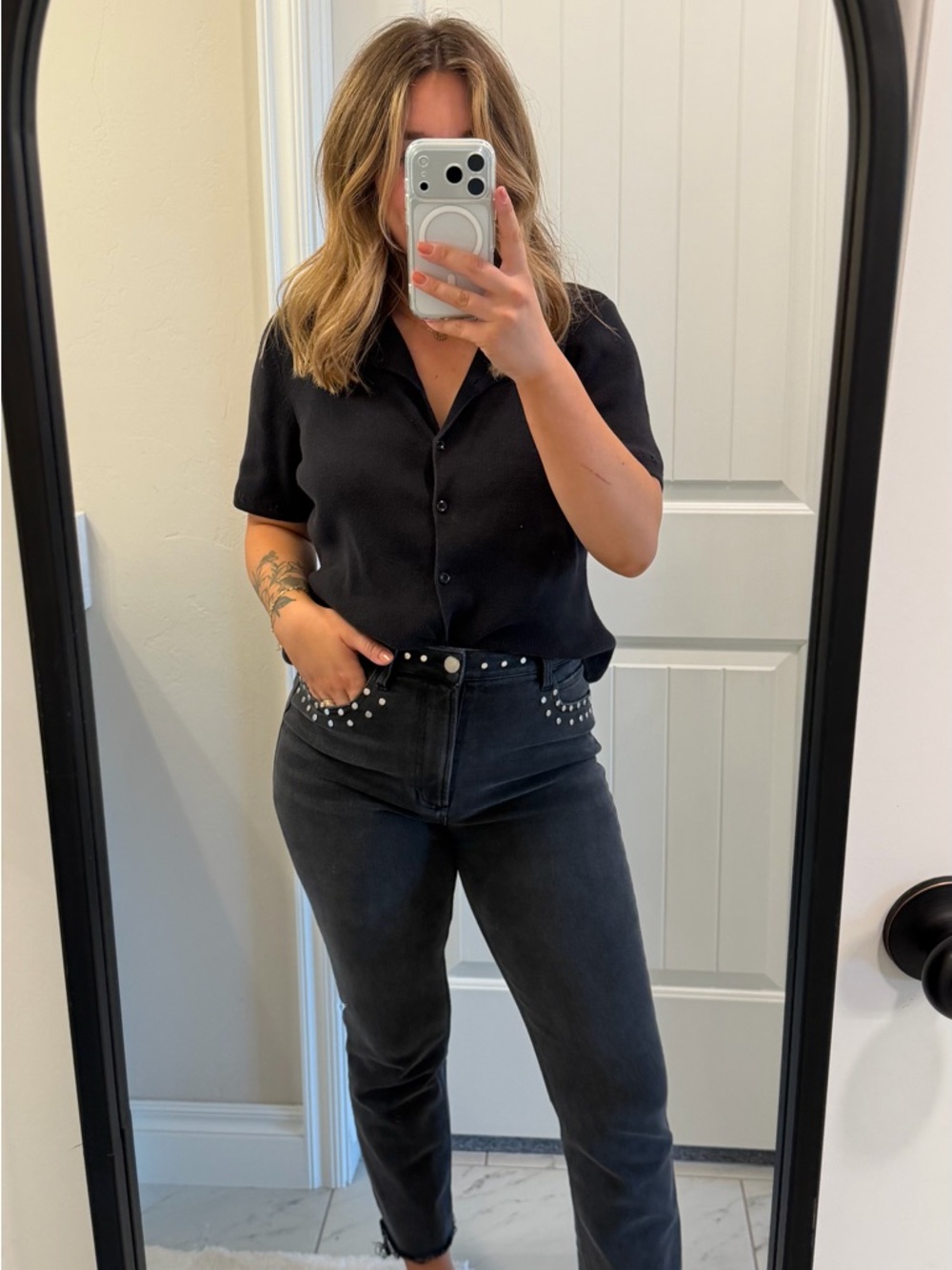 Dear John Black Jeans with Silver Studs